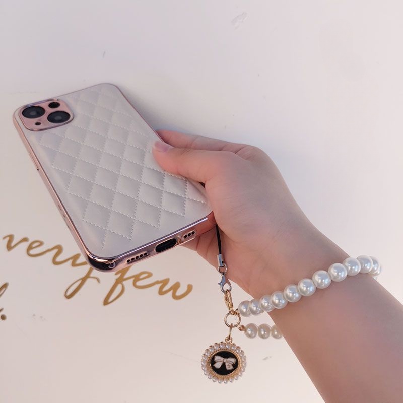 Ốp Điện Thoại Đính Ngọc Trai Có Dây Đeo Tay Thời Trang Dành Cho Nữ