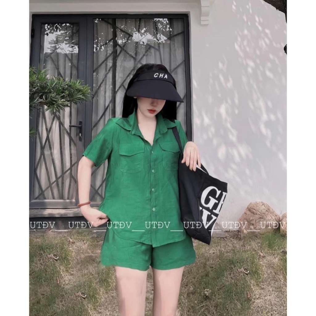 Bộ Cộc Nữ Sang Chảnh Chất Vải Đũi Cao Cấp CC hascoo 4.45 - CC