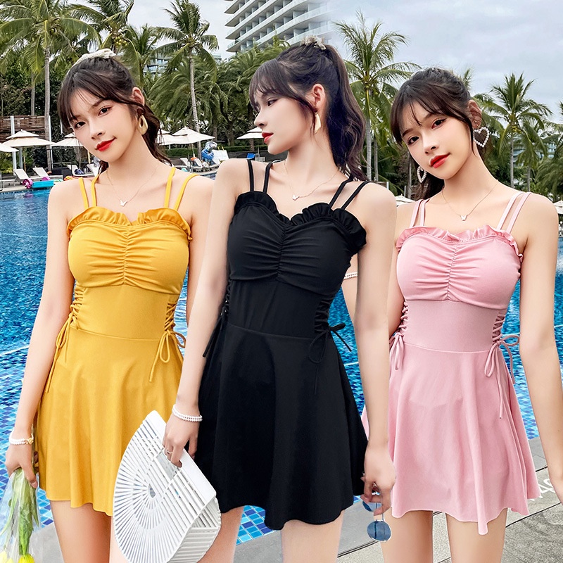 Bộ Đồ Bơi Nâng Ngực Màu Trơn Thời Trang Mùa Xuân Quyến Rũ Cho Nữ