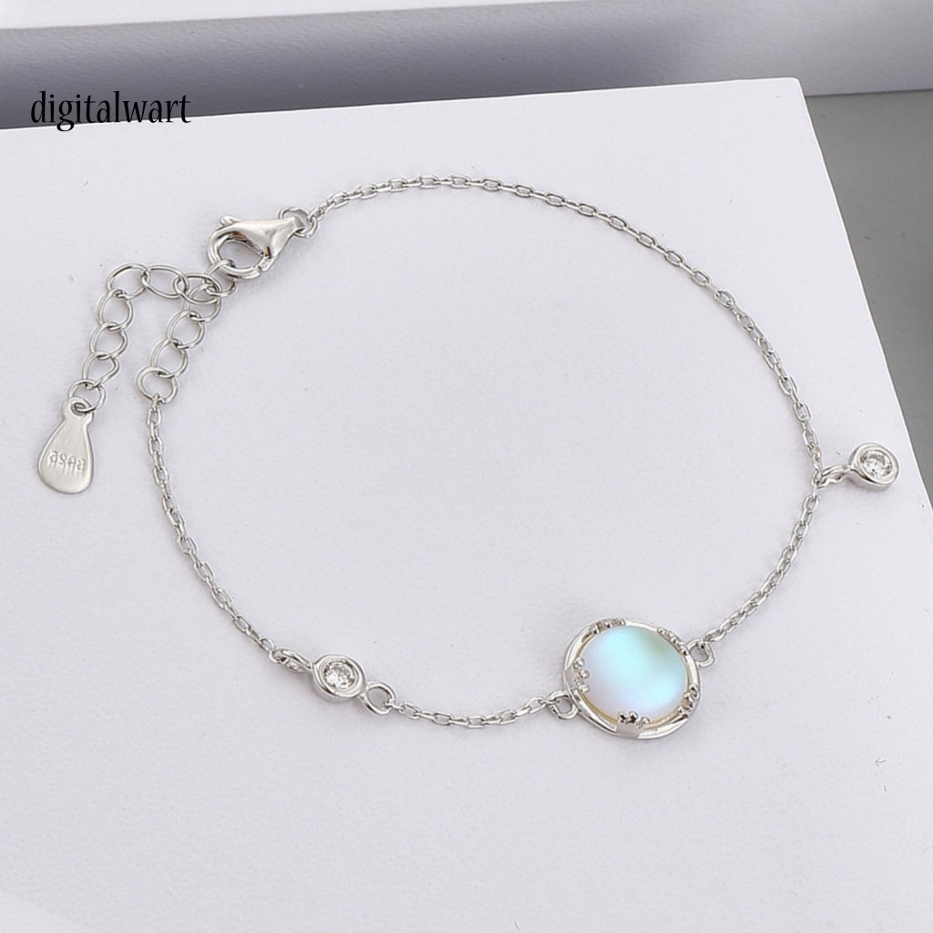 Kỹ Thuật Số| Vòng Tay Bạc Đính Đá Zirconia Màu Xanh Dương Khóa Tôm Hùm Có Thể Điều Chỉnh Thời Trang Cho Nữ