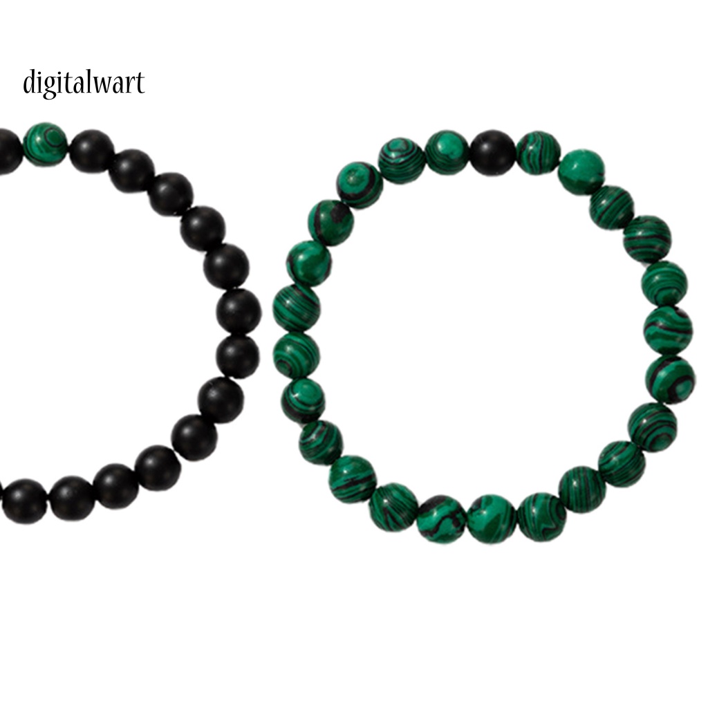 Kỹ Thuật Số| Set 2 Vòng Tay Đá Mắt Hổ Màu Xanh Lá / Đen Thoải Mái Thời Trang Hàng Ngày