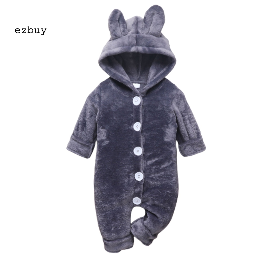 Bộ Áo Liền Quần Bằng Cotton Giữ Ấm Có Nón Trùm Đầu Thoáng Khí Dành Cho Bé Sơ Sinh