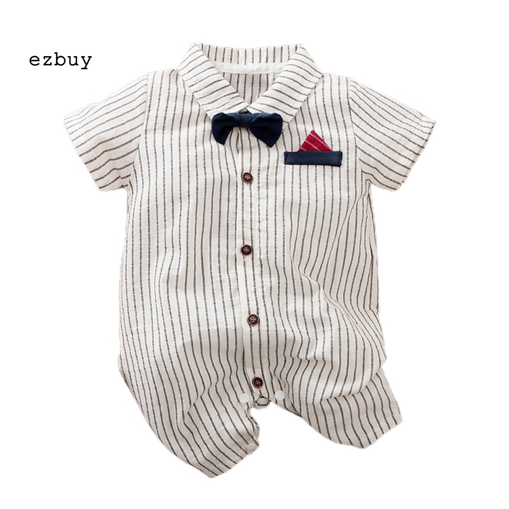 Bộ Đồ Ngủ Liền Thân Tay Ngắn Phong Cách Quý Ông Thời Trang Xuân Hè Cho Bé Sơ Sinh