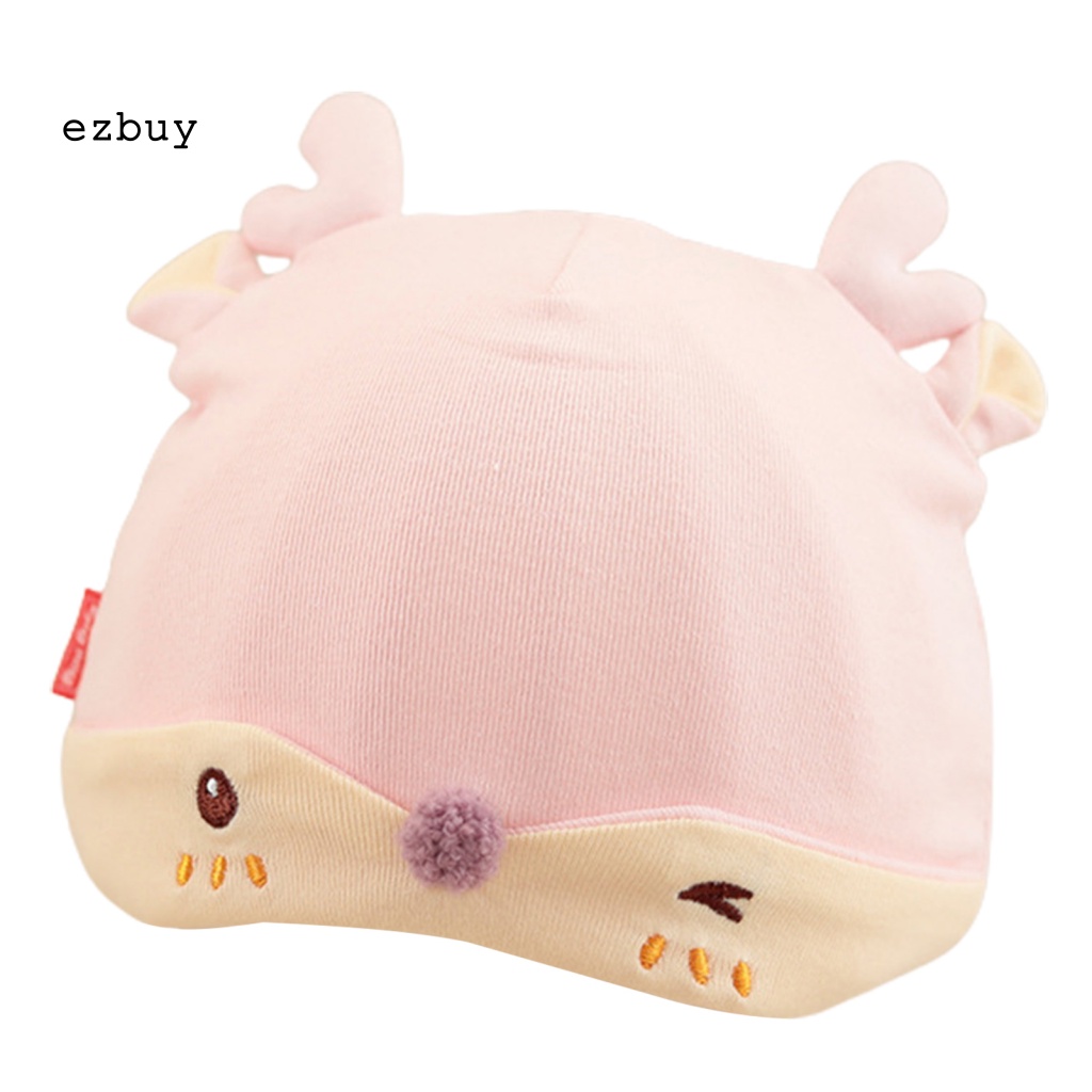 Mũ Trùm Đầu Bằng Vải Cotton Thoải Mái Thiết Kế Tai Hươu Đáng Yêu Dành Cho Bé 0-4 Tháng Tuổi