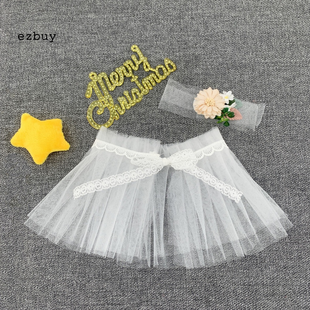 1 Set Váy Tutu Siêu Mềm Kèm Băng Đô Hoa Làm Đạo Cụ Chụp Ảnh Cho Bé Gái