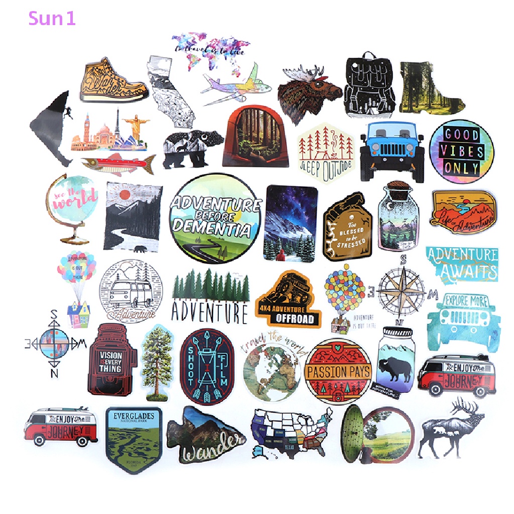 Set 65 Miếng Dán PVC Chống Thấm Nước Hình Phong Cảnh Trang Trí Đa Ứng Dụng