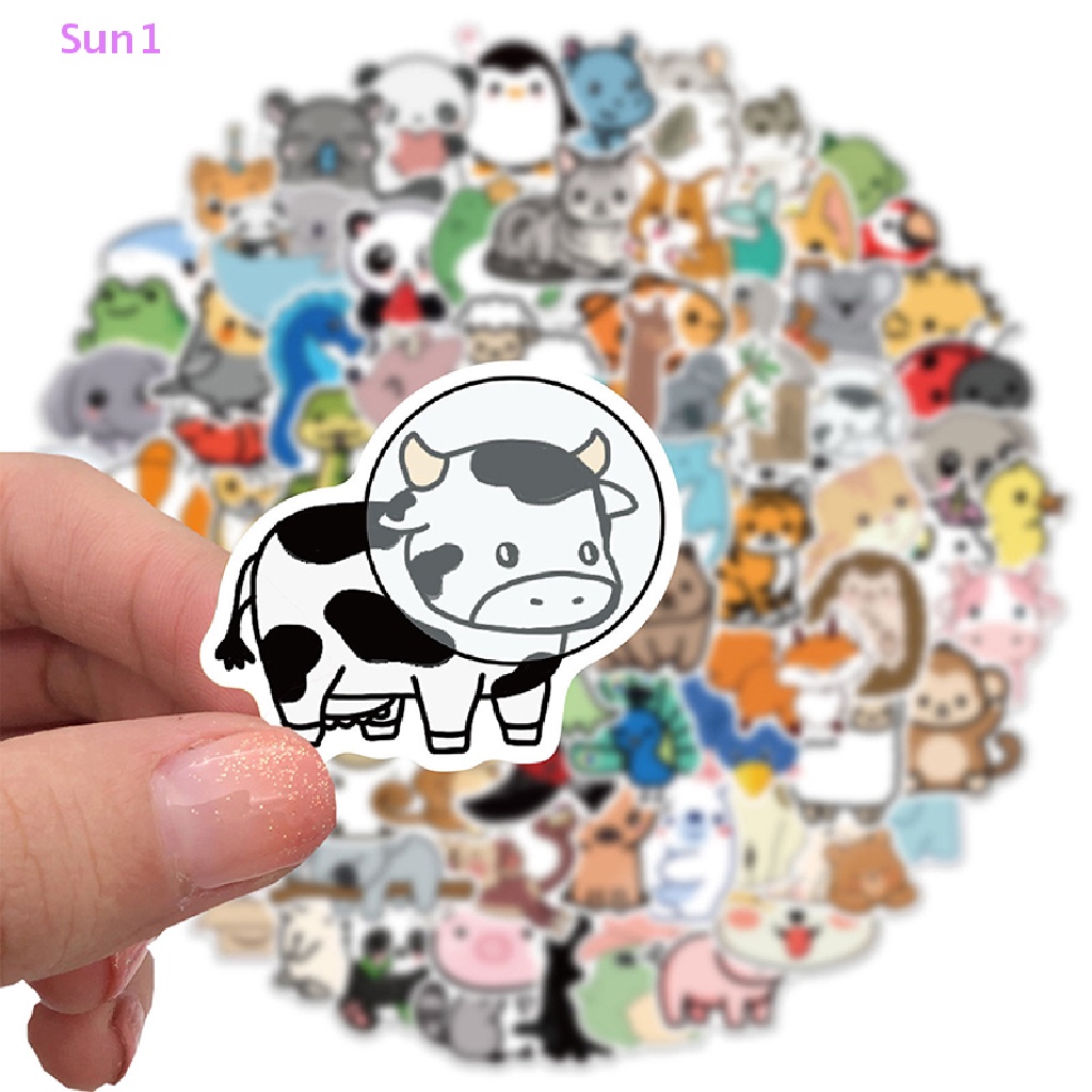 Set 1: 100 Sticker Hình Động Vật Hoạt Hình Dễ Thương Dán Trang Trí Xe Hơi / Xe Máy / Laptop