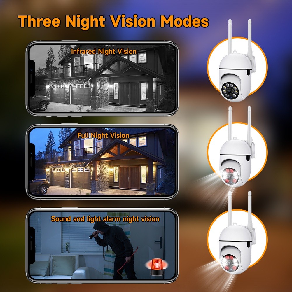 Camera An Ninh Ngoài Trời PTZ IP WIFI 2MP HD 360° Máy Quay Video mini Chống Lóa