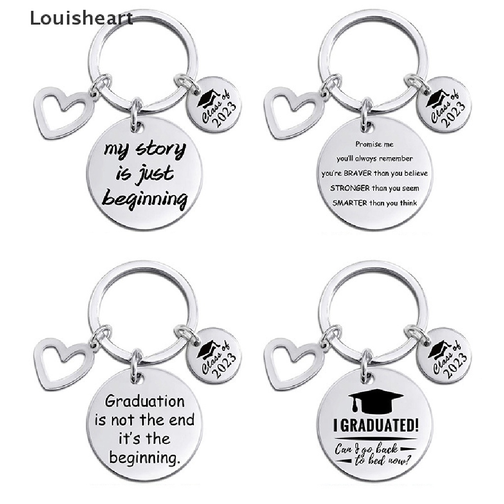 Móc Khóa Hình Tròn Bằng Thép Không Gỉ In Chữ Thời Trang Louisheart 2023