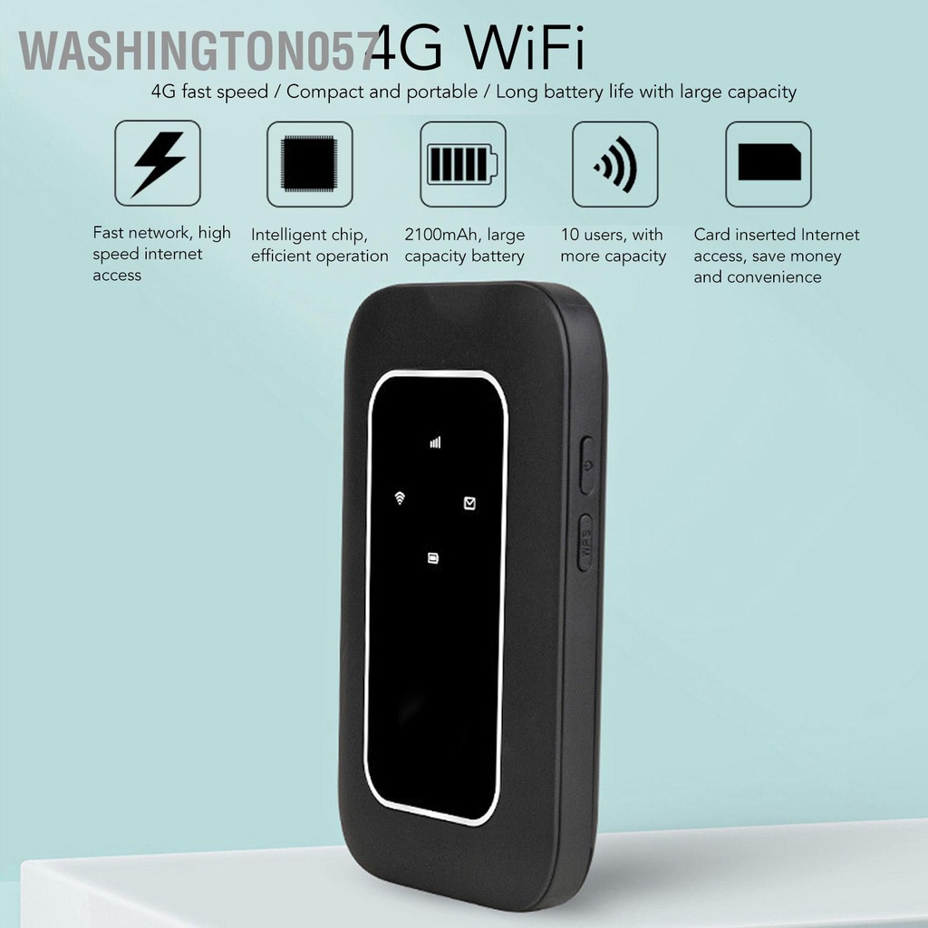 Washington057 Bộ Kích Sóng WiFi Di Động Có Khe Sim 4G LTE 150Mbps Hỗ Trợ 10 Người Dùng Phát Wifi Cho Laptop Máy Tính Bảng