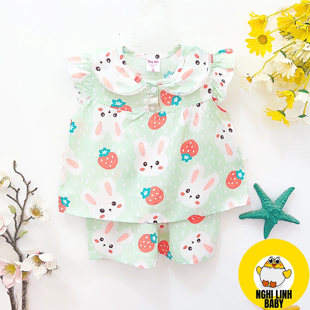Bộ quần áo tole bé gái size 10: 17-18kg , đồ bộ mùa hè cánh tiên quần đùi - Nghi Linh Baby