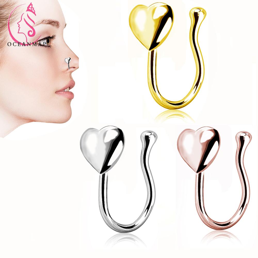 Khuyên Mũi Giả Hình Trái Tim Thời Trang Cho Nam Và Nữ