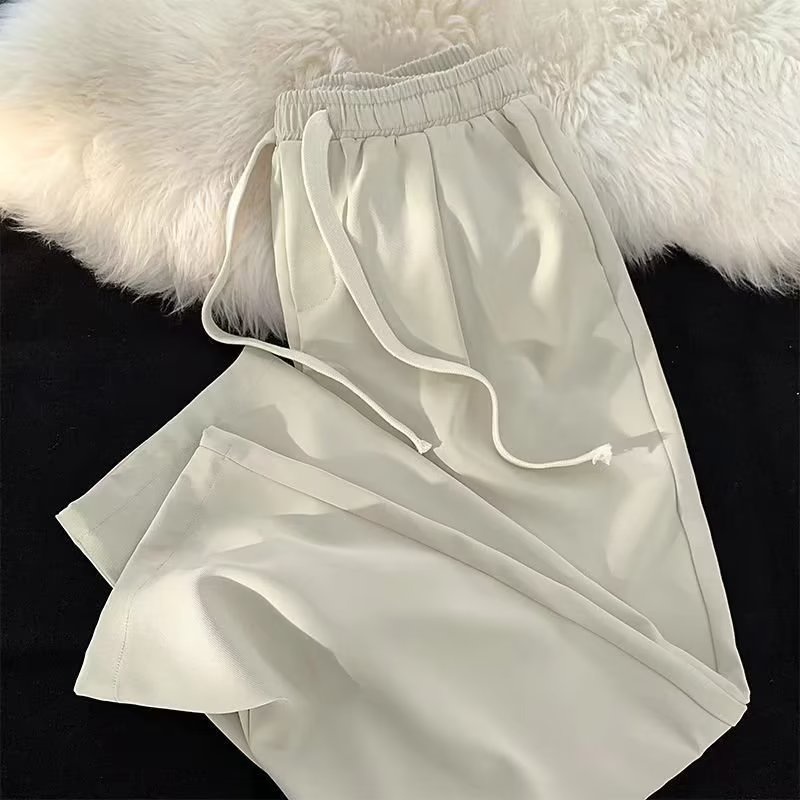 Quần dài nam ống rộng thời trang phong cách hàn quốc quần ống suông lụa fashion simple quần dài nam thể thao from rộng màu sắc rắn summer