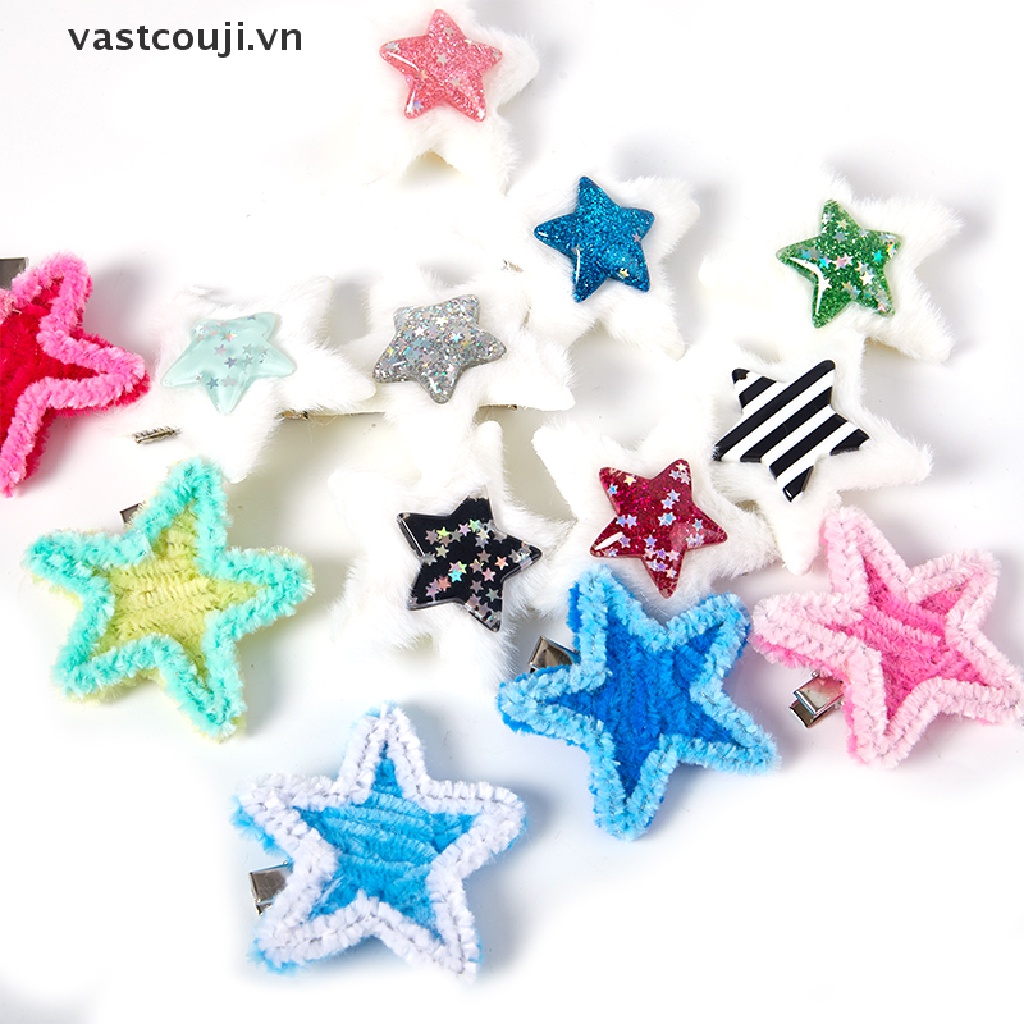 Kẹp Tóc Hình Ngôi Sao Phối Lông Phong Cách Lolita Y2k