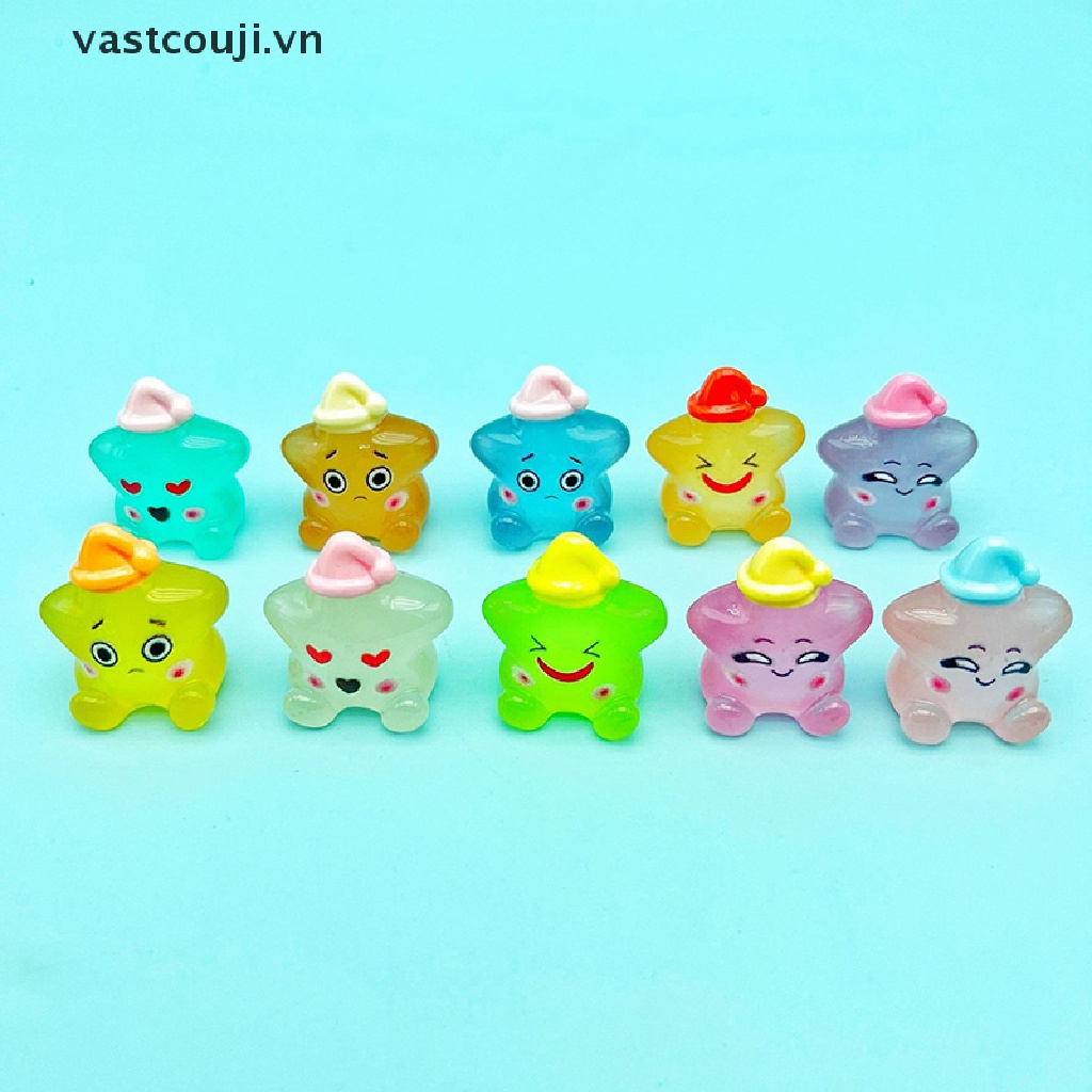 Bộ 2 Đồ trang trí Ngôi Sao Dạ Quang Mini Bằng Nhựa Resin Dễ Thương Dùng Trang Trí