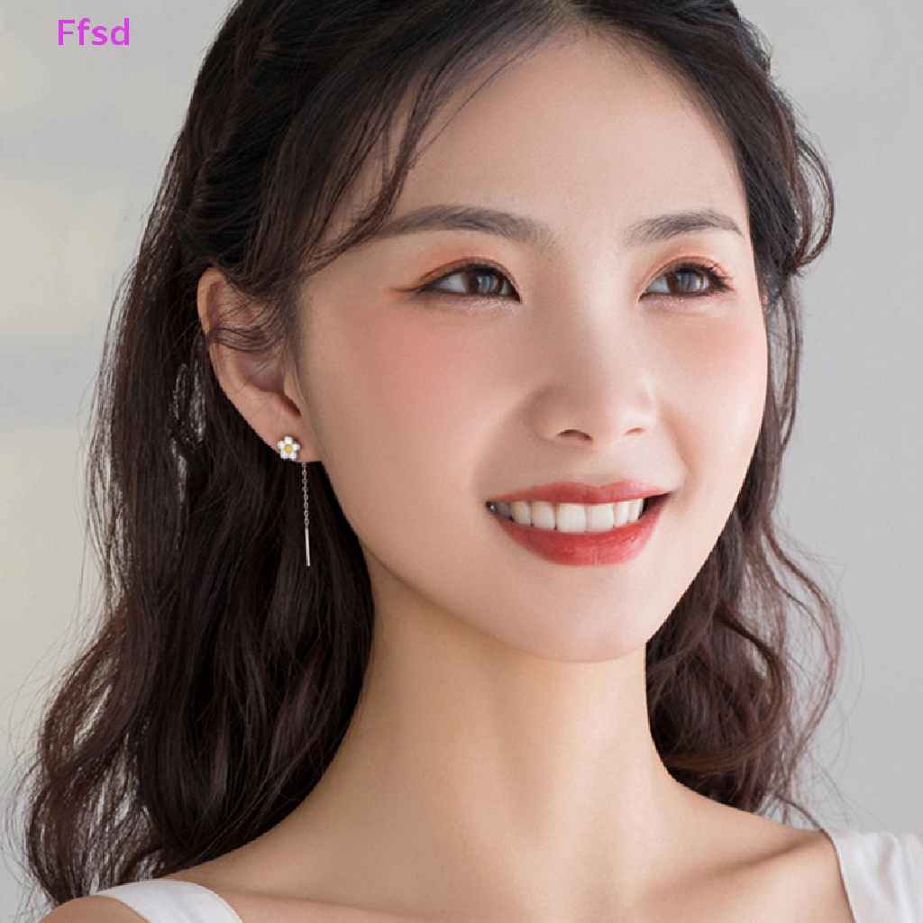 {Ffsd} Bông Tai Bạc 925 Tua Rua Hình Hoa Hướng Dương Cho Nữ * Hàng Bán Chạy