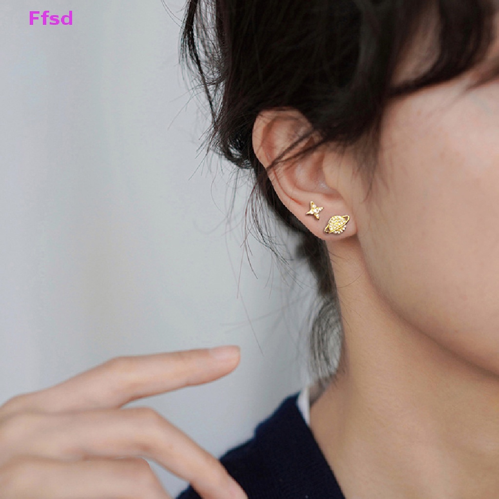 1 Đôi Khuyên Tai Đính Đá Zircon Hình Ngôi Sao Thời Trang Cho Nữ