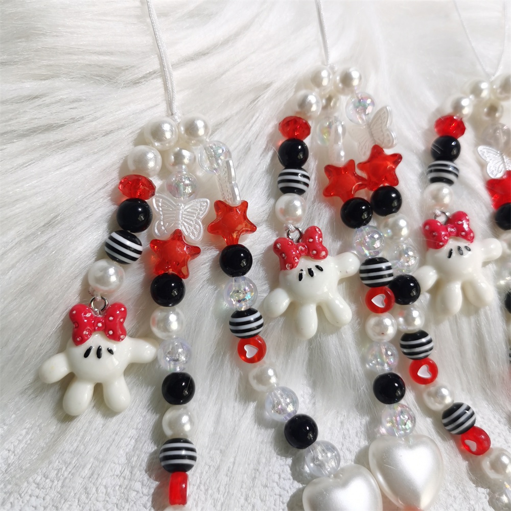 Dây Treo Điện Thoại Di Động Dạng Chuỗi Hạt Acrylic Nhiều Màu Chống Thất Lạc Hình Minnie Dễ Thương