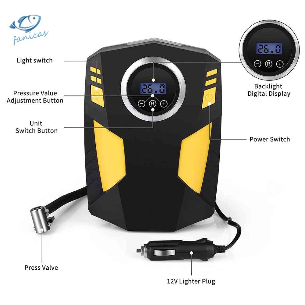 Bơm Hơi Kỹ Thuật Số 12V Kèm Vòi Phun Khí