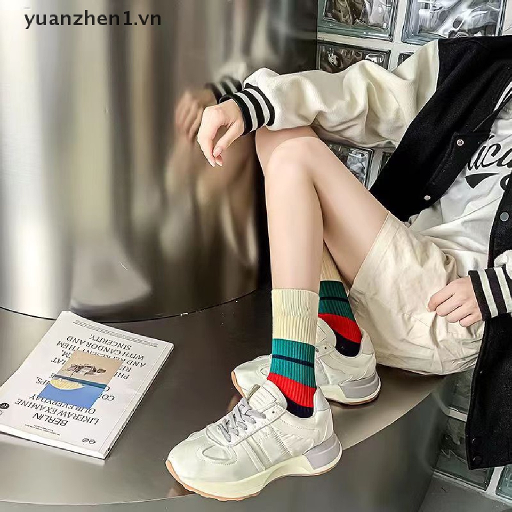 Vớ Thể Thao Chất Liệu Cotton Mỏng Thoáng Khí Thêu Họa Tiết Kẻ Sọc Phong Cách Hip Hop Thời Trang Cho Nam Và Nữ