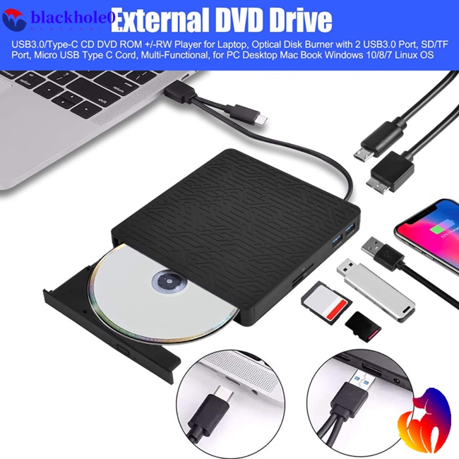 Ổ Đĩa Quang Học 5 Trong 1 Usb 3.0 / Type-C DVD Đa Năng Tiện Dụng