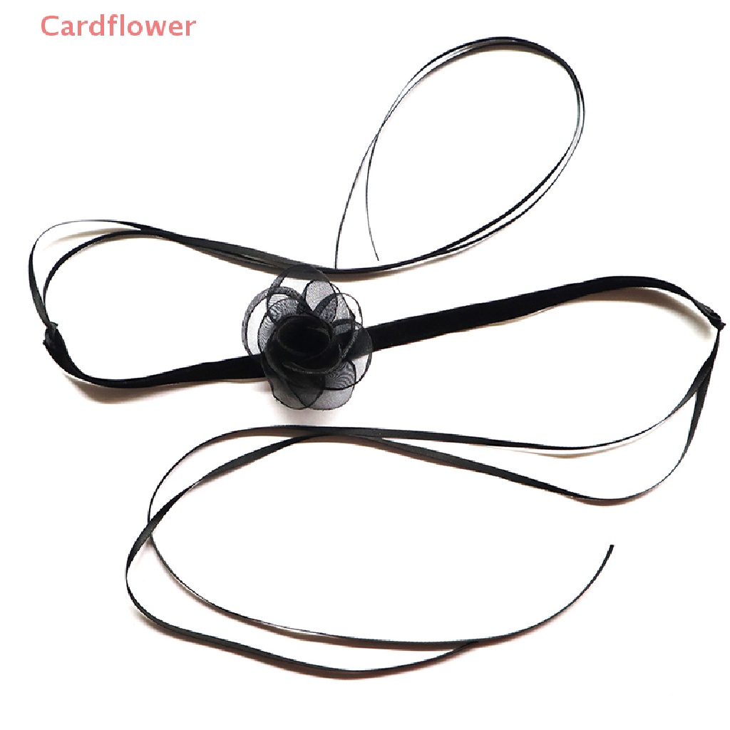 < Cardflower > Vòng Cổ Choker Dây Ruy Băng Hoa Trà Đen Siêu Dài Gợi Cảm Làm Quà Tặng Tiệc Tùng