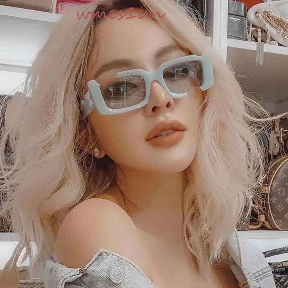 Kính Mát Hình Chữ Nhật Họa Tiết Da Báo Màu Kẹo Ngọt Phong Cách Punk Hip Hop Hàn Quốc WMES15H Dành Cho Bạn Nữ