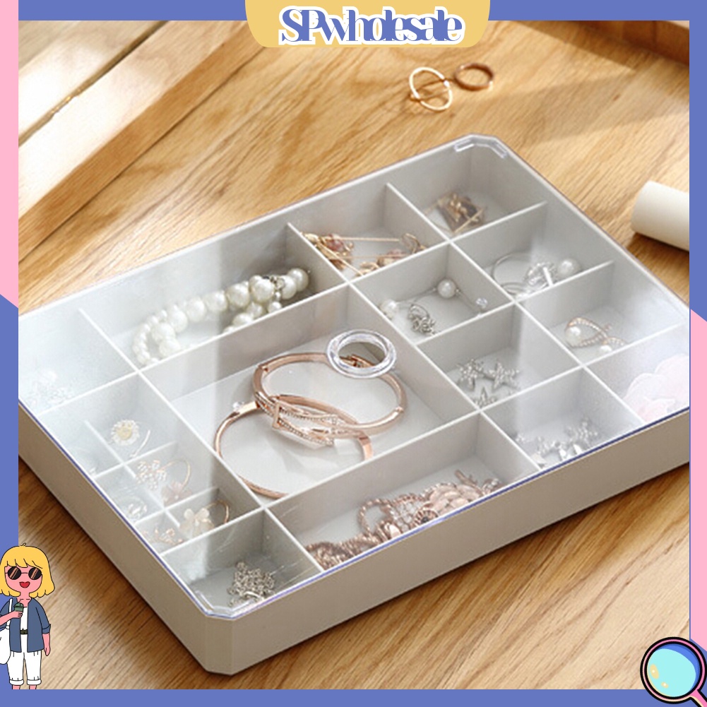 &lt;SPwholesale&gt; Hộp Đựng Nhẫn / Trang Sức Để Bàn Chia Ngăn Trong Suốt Tiện Dụng Ốp