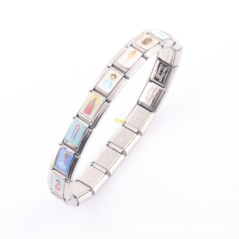 Flgo Virgin Mary Vòng Đeo Tay Co Giãn Bằng Thép Không Gỉ Hình Ảnh Tinh Tế