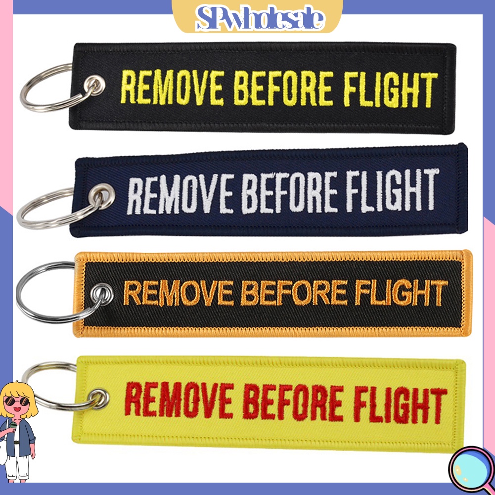 <SPwholesale> Móc Khóa Thêu Chữ REMOVE BEFORE FLIGHT Thời Trang Cá Tính