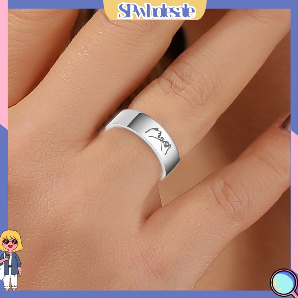 <SPwholesale> Nhẫn Cặp Đôi I Love You Bằng Thép Không Gỉ Đánh Bóng Trang Sức Giản Dị Phù Hợp Làm Quà Tặng Valentines Day