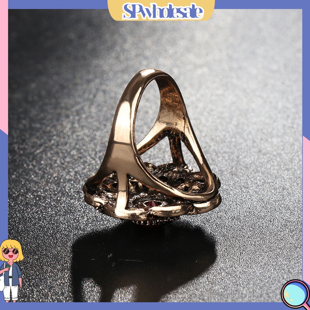 <SPwholesale> Nhẫn Đính Đá Họa Tiết Hoa Rỗng Phong Cách Vintage Cho Nữ