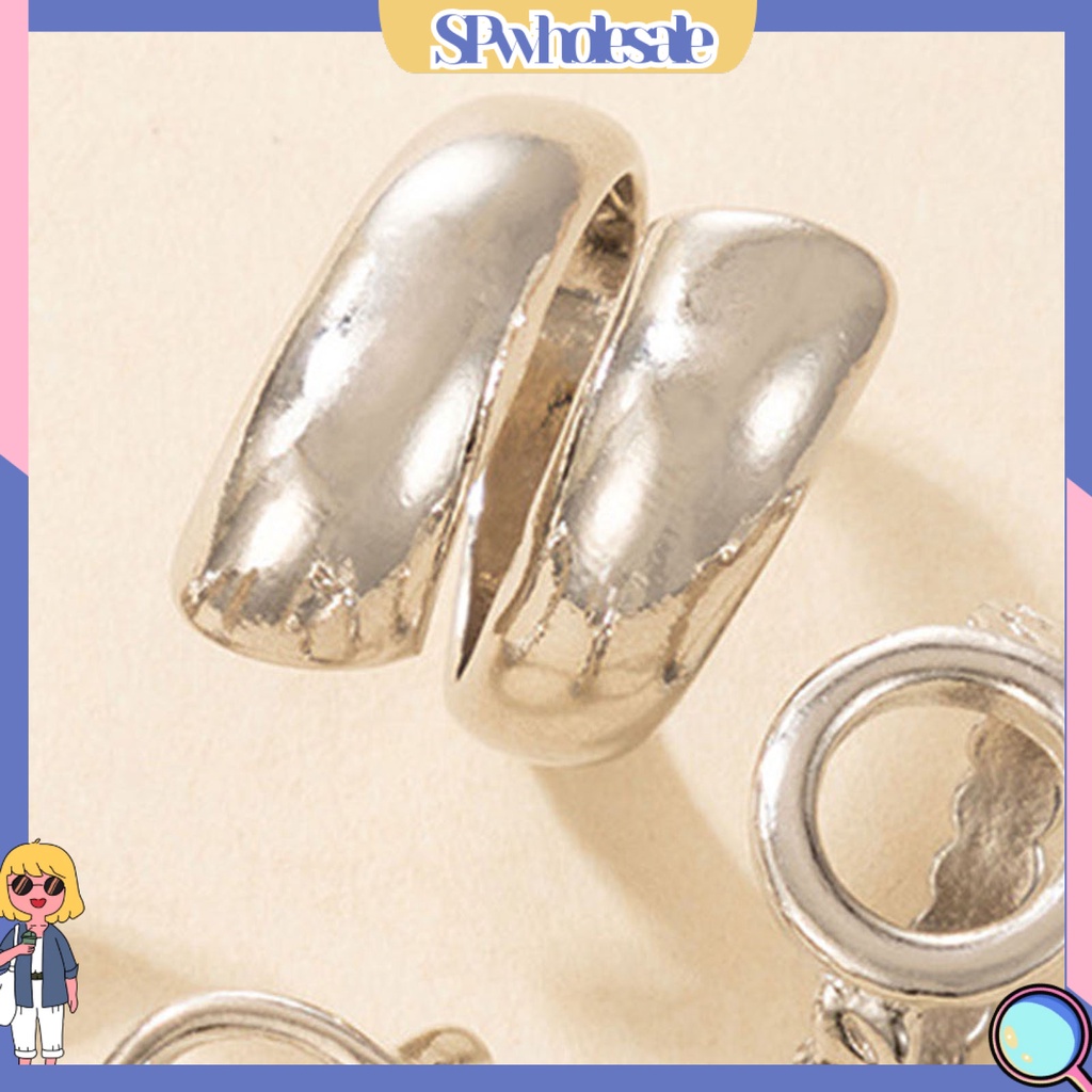 <SPwholesale> Set 4 Nhẫn Đeo Khớp Ngón Tay Kim Loại Thời Trang Nữ