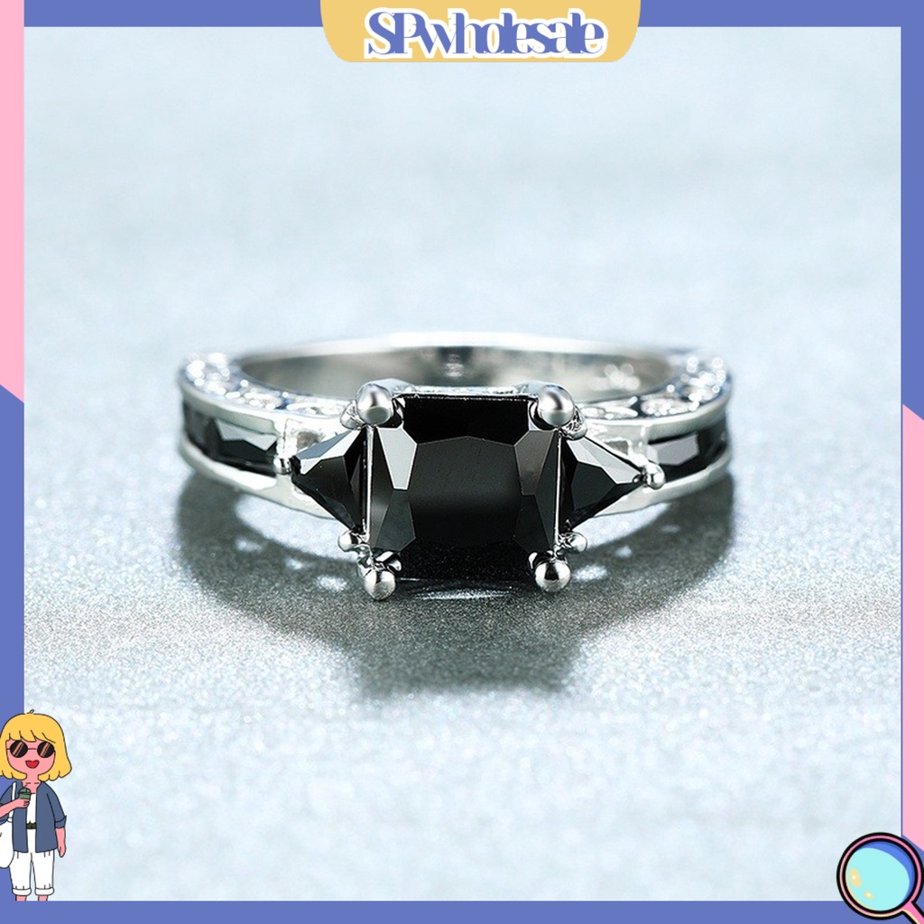 <SPwholesale> Nhẫn Nữ Đính Đá Zircon Phong Cách Âu Mỹ Cổ Điển Sáng Bóng Trang Trí Đám Cưới