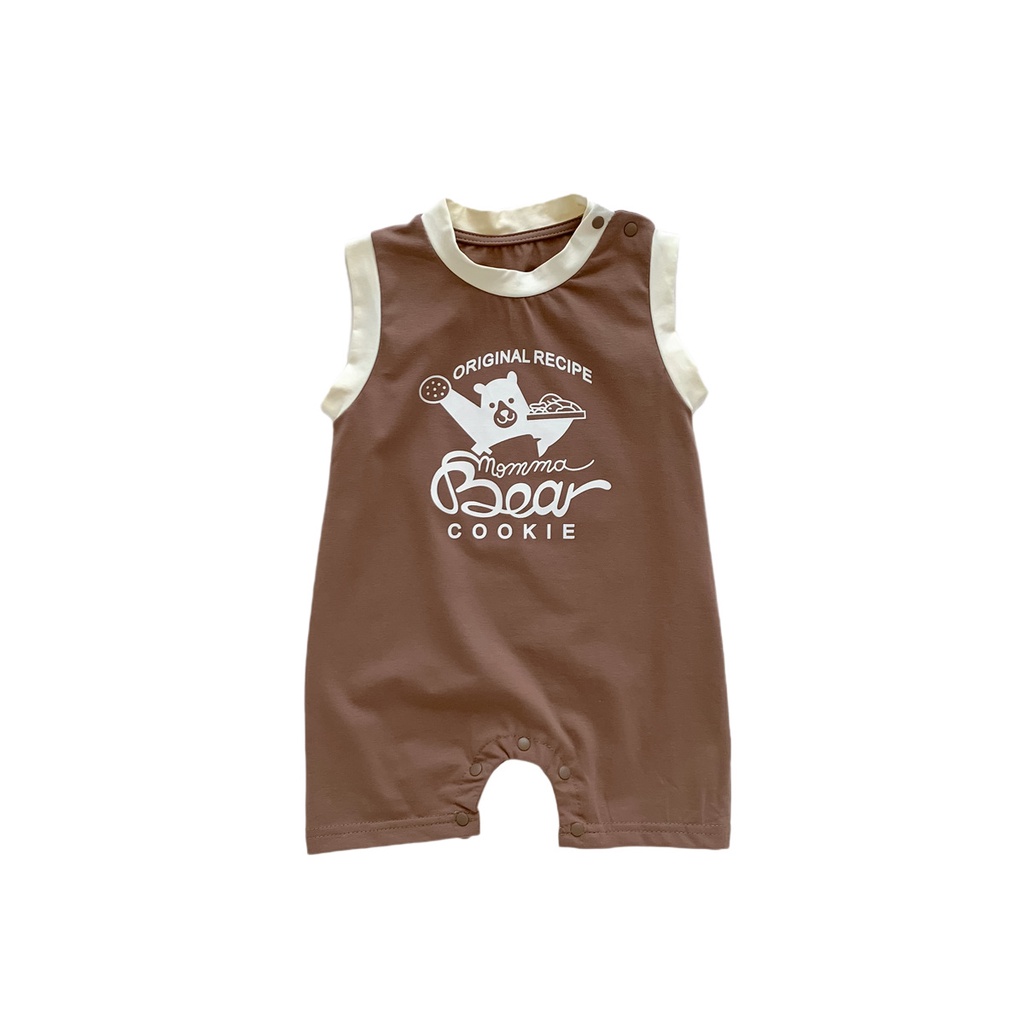 Bộ Áo Liền Quần Sát Nách In Hoạt Hình Gấu Dễ Thương Thời Trang Mùa Hè Cho Bé Từ 0-2