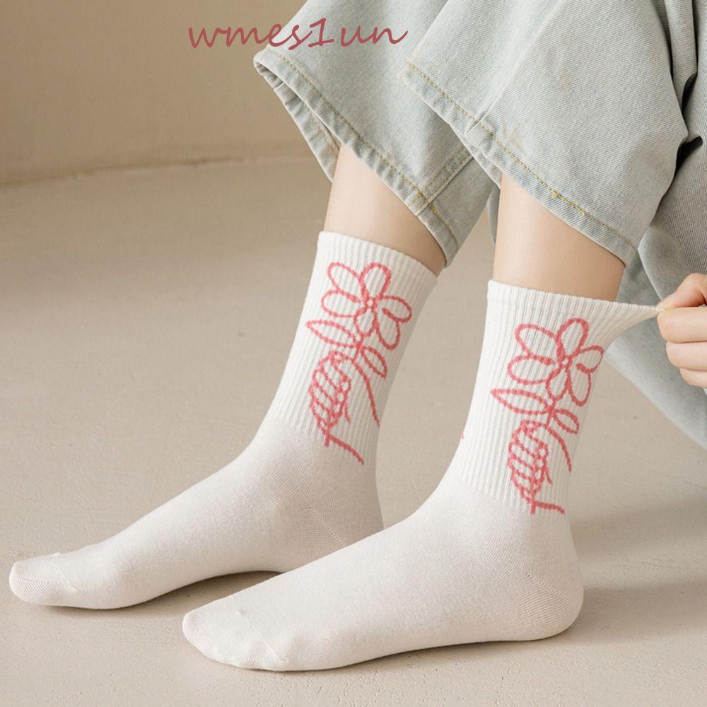 Vớ Thể Thao Cotton WMES15H In Chữ Vui Nhộn Dễ Thương Nhiều Màu Tùy Chọn Cho Nữ