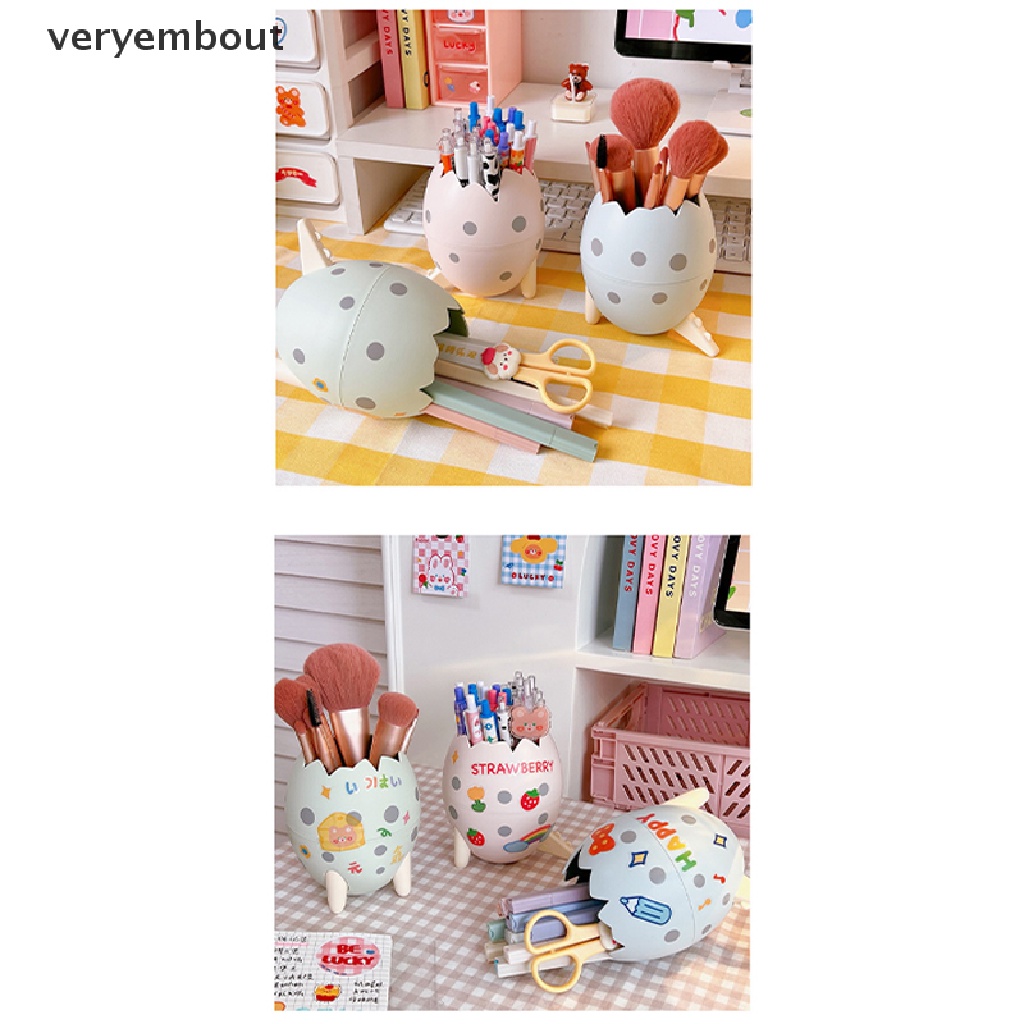 Giá Đỡ Bút / Cọ Trang Điểm Hình Trứng Khủng Long Dễ Thương Sáng Tạo