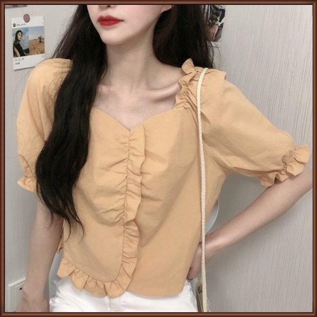 Áo Thun Tay Ngắn Cổ Vuông Màu Sắc Thanh Lịch Dành Cho Nữ