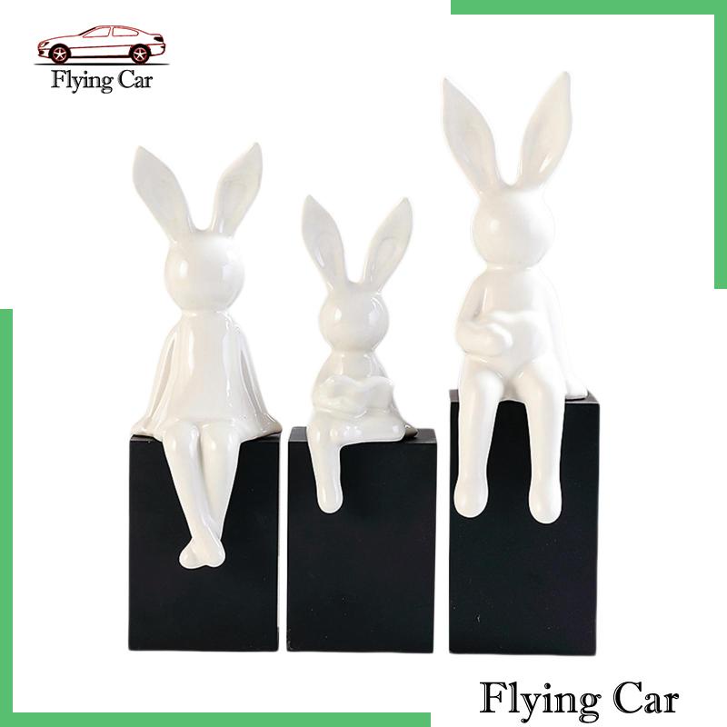 [Lzdjfmy2] 3 Tượng Thỏ Gia Đình Trang Trí Phòng Ngủ