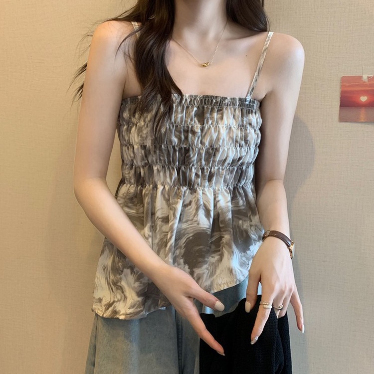 Jiashucheng Áo Hai Dây Nhuộm Màu Phong Cách Pháp Thời Trang Xuân Thu Cho Nữ