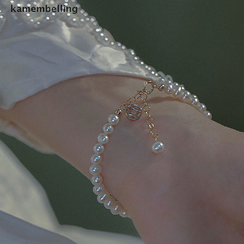 Vòng Đeo Tay May Mắn Đính Ngọc Trai Giả Bằng Đồng Có Thể Điều Chỉnh Phối Tua Rua Dài Thanh Lịch Dành Cho Nữ