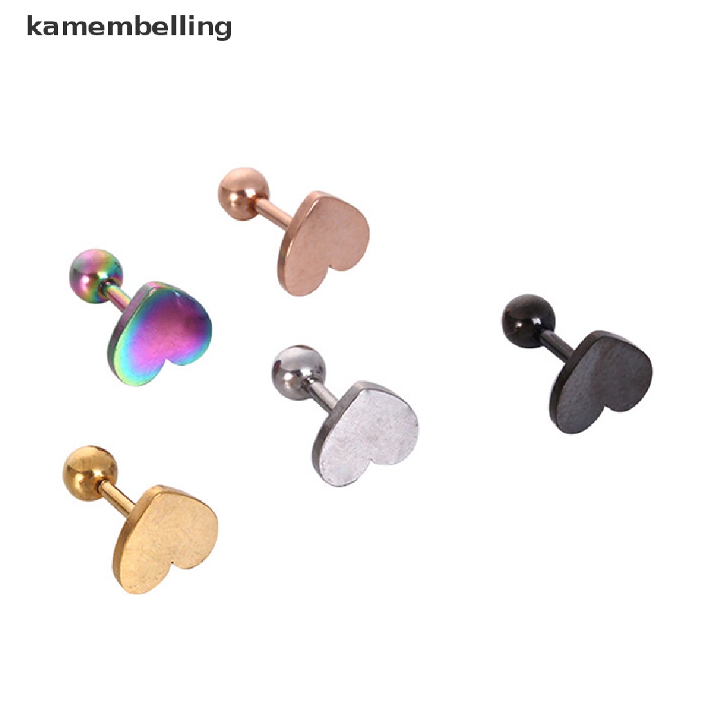 1 Khuyên Xỏ Tai Hình Trái Tim Bằng Thép Không Gỉ