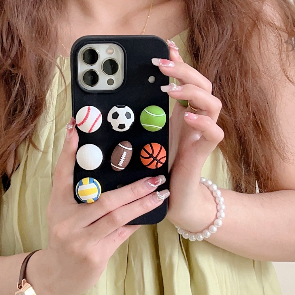 Ốp Điện Thoại Silicon Tpu Mềm Hình Bóng Đá 3D DIY Chống Sốc Chống Rơi Cho iPhone 14 13 12 11 Pro Max