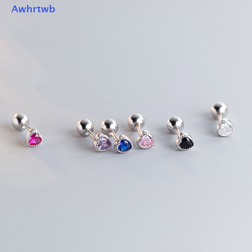 1 Đôi Khuyên Tai Hình Trái Tim Đính Đá Zircon Thời Trang Cho Nữ Mới