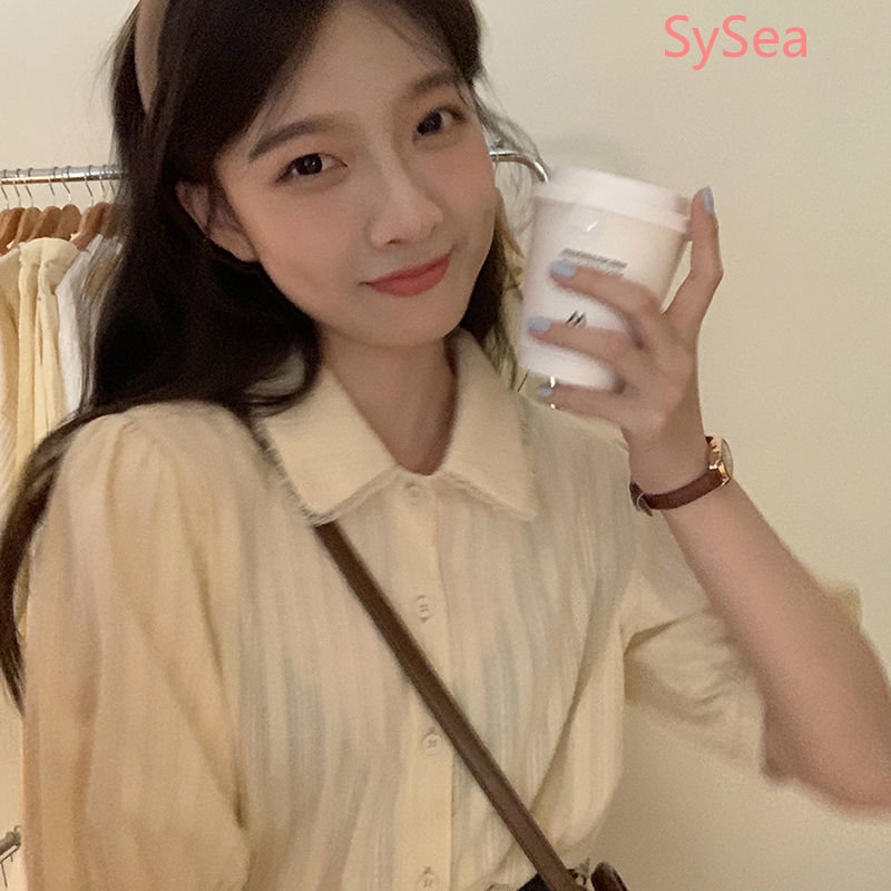 Áo Sơ Mi Cổ Búp Bê Thời Trang Mùa Hè Hàn Quốc Cho Nữ