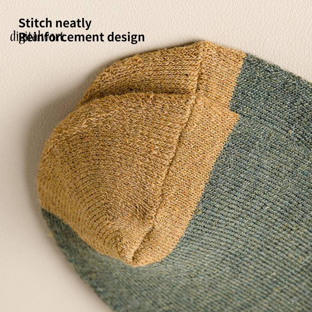 Kỹ Thuật Số| 1 Đôi Vớ Thể Thao Dài Trung Bình Mềm Mại Co Giãn Chống Lạnh Màu Tương Phản Thời Trang Thu Đông Cho Nam