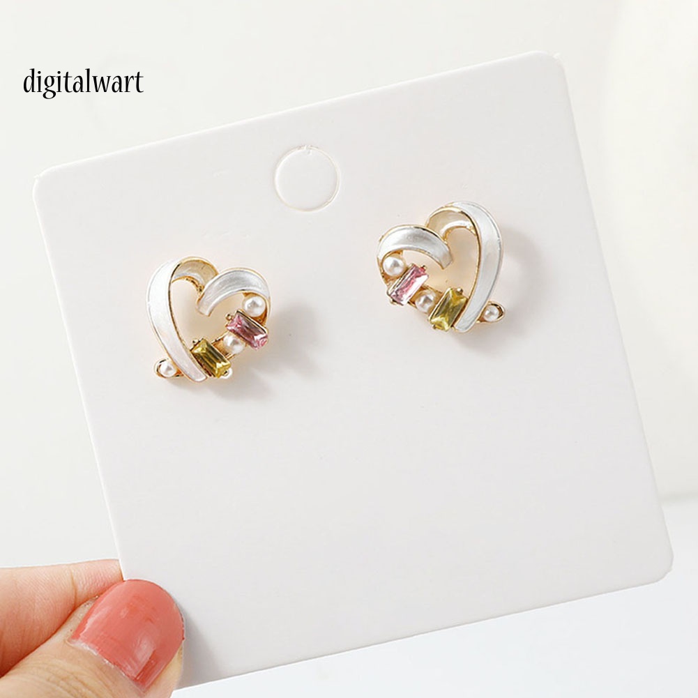 Kỹ Thuật Số| Bông Tai HìNh TráI Tim ĐíNh Đá / NgọC Trai Giả ThờI Trang