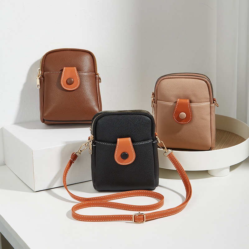 Túi Đeo Vai Đựng Điện Thoại mini Màu Tương Phản Phong Cách retro Dễ Phối Đồ Cho Nữ