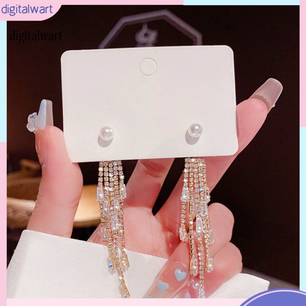 Kỹ Thuật Số| 1 Đôi Bông Tai Dáng Dài Đính Ngọc Trai Nhân Tạo Lấp Lánh Thời Trang Hàn Quốc