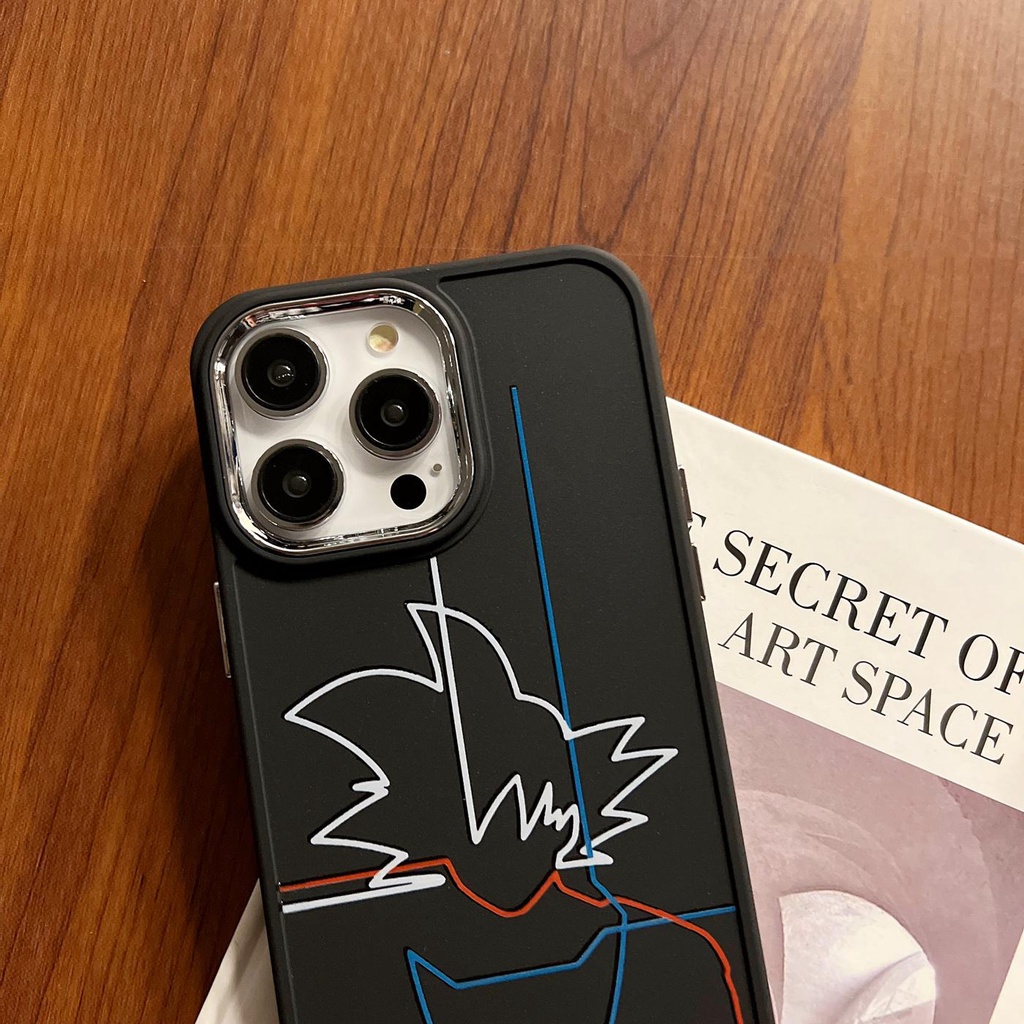 Ốp Điện Thoại TPU Dẻo Viền Đen Họa Tiết Hoạt Hình Đơn Giản Cho iphone 14 12 13 11 PRO MAX